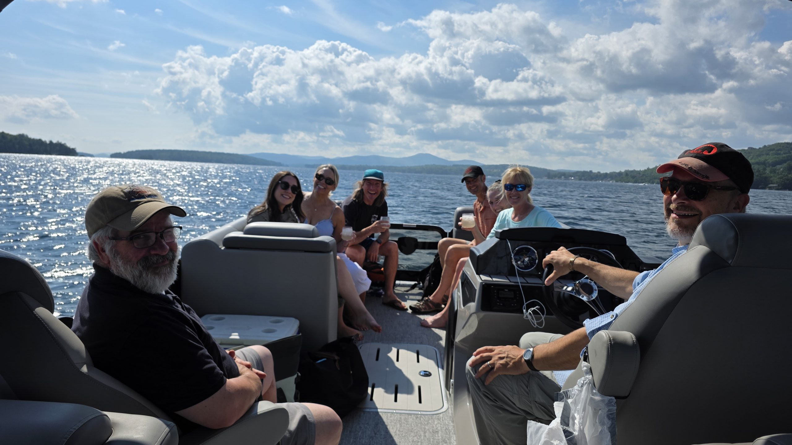 Banwell staff in boat on a lake