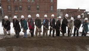 People in photo--- (Pictured left to right): Mike Francis, DEW; Jeff Davis, DEW; Mike Canavan, DEW; John Benson, Dubois & King Engineers; Allen Haggerty, DEW; Don Wells, DEW; Governor Peter Shumlin; Barre City Mayor Thom Lauzon, Steve MacKenzie, Barre City; Jules Chatot, Banwell Architects; Miccal McMullin, Banwell Architects; Ingrid Moulton Nichols, Banwell Architects 